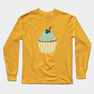 Green cupcake pixel art Long Sleeve T-Shirt